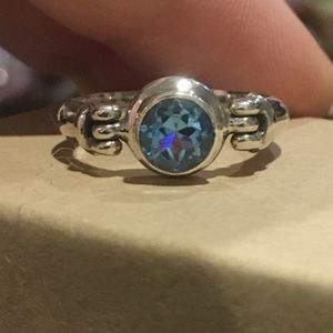 Sterling Silver Blue Spinel Solitaire Ring Sz 7.25